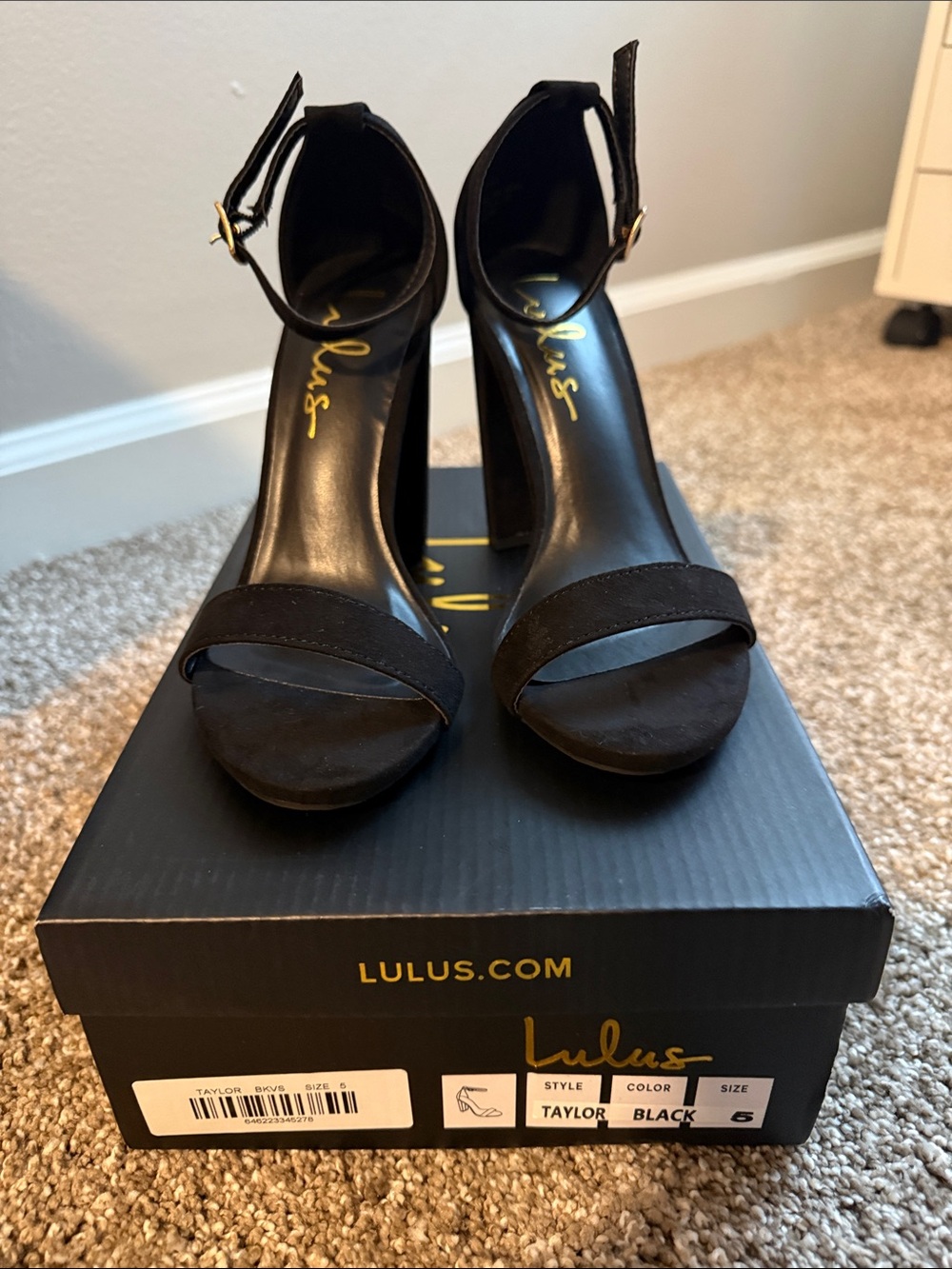 Lulu's Black Suede Ankle-Strap Block Heels